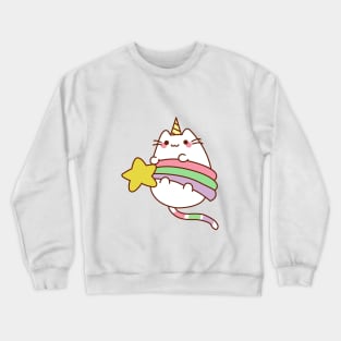 Caticorn Holding a Star Crewneck Sweatshirt